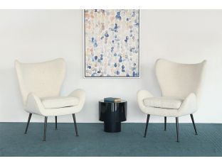 Cream Boucle Wing Chair With Iron Legs