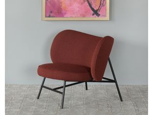 Curved Garnet Lounge Chair On Ebony Iron Frame