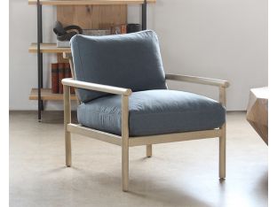 Slate Blue Lounge Chair With Light Wood Frame