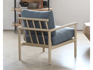 Slate Blue Lounge Chair With Light Wood Frame