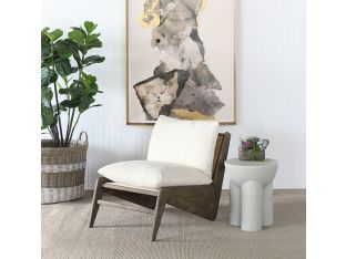 Textured Matte White Aluminum Accent Table