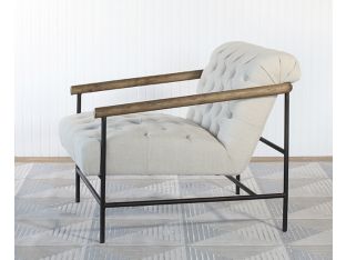 Ivory Gunmetal & Wood Lounge Chair