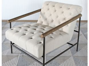 Ivory Gunmetal & Wood Lounge Chair