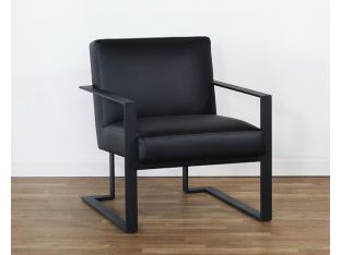 Black Leather Lounge Chair On Black Base