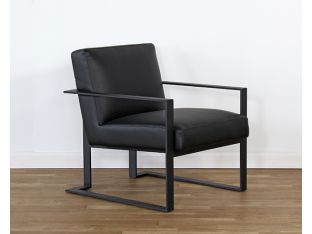 Black Leather Lounge Chair On Black Base