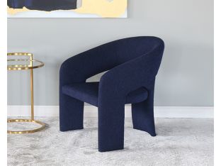 Deep Blue Boucle Three Leg Lounge Chair
