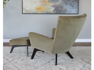 Green Velvet Lounge Chair and Ottoman