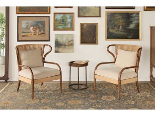 Rush and Oak Wing Back Style Lounge Chair 