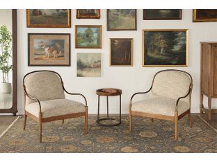 Burnished Brass and Stone Boucle Lounge Chair