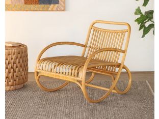 Hand Coiled Rattan Lounge Chair with Arms