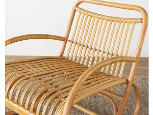 Hand Coiled Rattan Lounge Chair with Arms