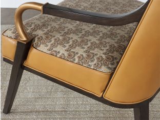 Upholstered Lounge Chair with Brass Gooseneck Arm 