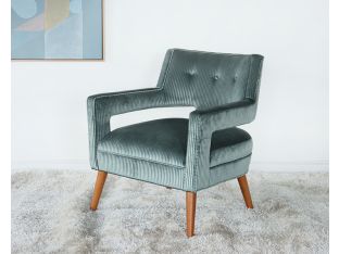 Aquamarine Stripe Velvet Lounge Chair