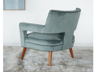 Aquamarine Stripe Velvet Lounge Chair