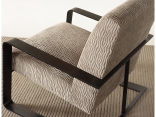 Carved Grey Chenille Lounge Chair with Black Metal
