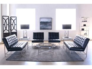 Mitchell Gold Major Loveseat in Black Leather