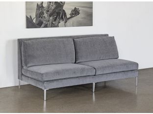 Armless Loveseat in Charcoal Velvet