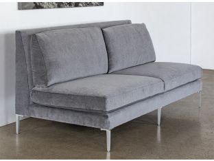 Armless Loveseat in Charcoal Velvet