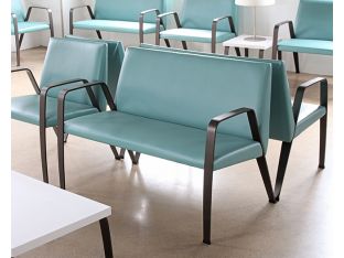 Aqua Waiting Room Love Seat With Bronze Finish
