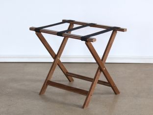 Oak Folding Luggage Rack with Black Straps