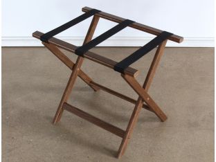 Oak Folding Luggage Rack with Black Straps