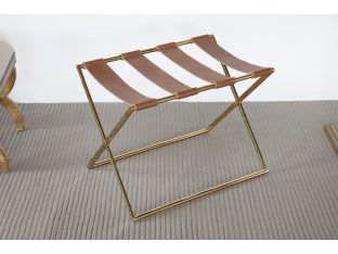 Brass Folding Luggage Rack with Leather Straps