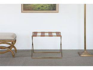 Brass Folding Luggage Rack with Leather Straps