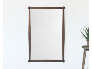Aged Dark Pine Antique Ball Detail Mirror 
