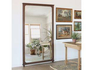 Aged Dark Pine Antique Country Style Floor Mirror