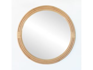 Round Concentric Layered Rattan Mirror