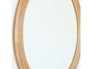 Round Concentric Layered Rattan Mirror