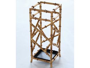 Antique Gold Iron Bamboo Umbrella Stand