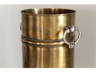 Antique Brass Umbrella Stand with Silver Ring Handles