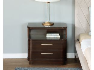 Dark Eucalyptus Nightstand w/ Rounded Corners