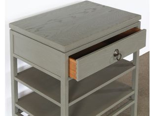 Vintage Gray Nightstand with Two Shelves