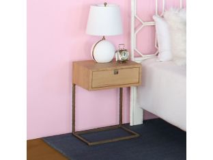 Natural Oak Nightstand W/Satin Brass Legs