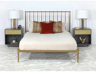 Iron Nightstand With Perforated Brass Drawer