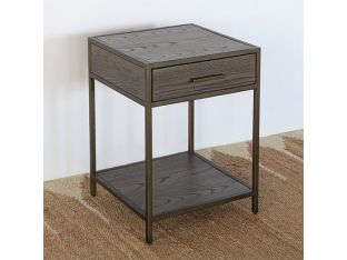 Oak Nightstand W/Rubbed Bronze Frame