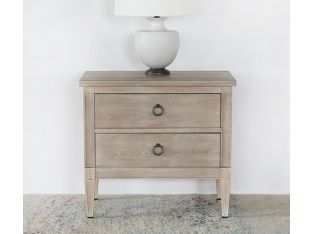 Washed Elm Nightstand With 2 Drawers