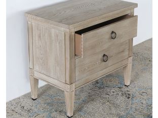 Washed Elm Nightstand With 2 Drawers