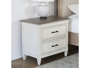 Antique White 2 Drawer Nightstand With Wood Top