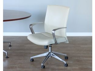 Ivory Leather Office Chair