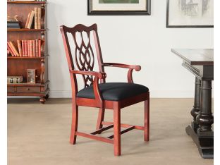 Cherry Wood Chippendale Style Arm Chair