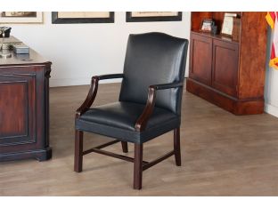 Dark Slate Leather Upholstered Armchair