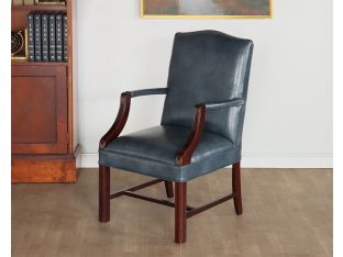 Marbled Blue Leather Upholstered Armchair