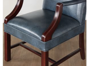 Marbled Blue Leather Upholstered Armchair