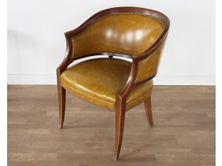 Vintage Lemon Curry Vinyl Barrel Chair