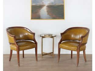 Vintage Lemon Curry Vinyl Barrel Chair