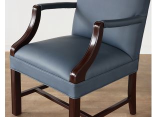 Slate Blue Leather Upholstered Armchair