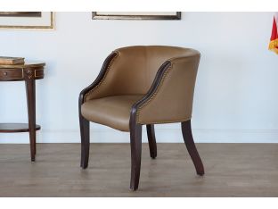 Tan Leather Barrel Chair